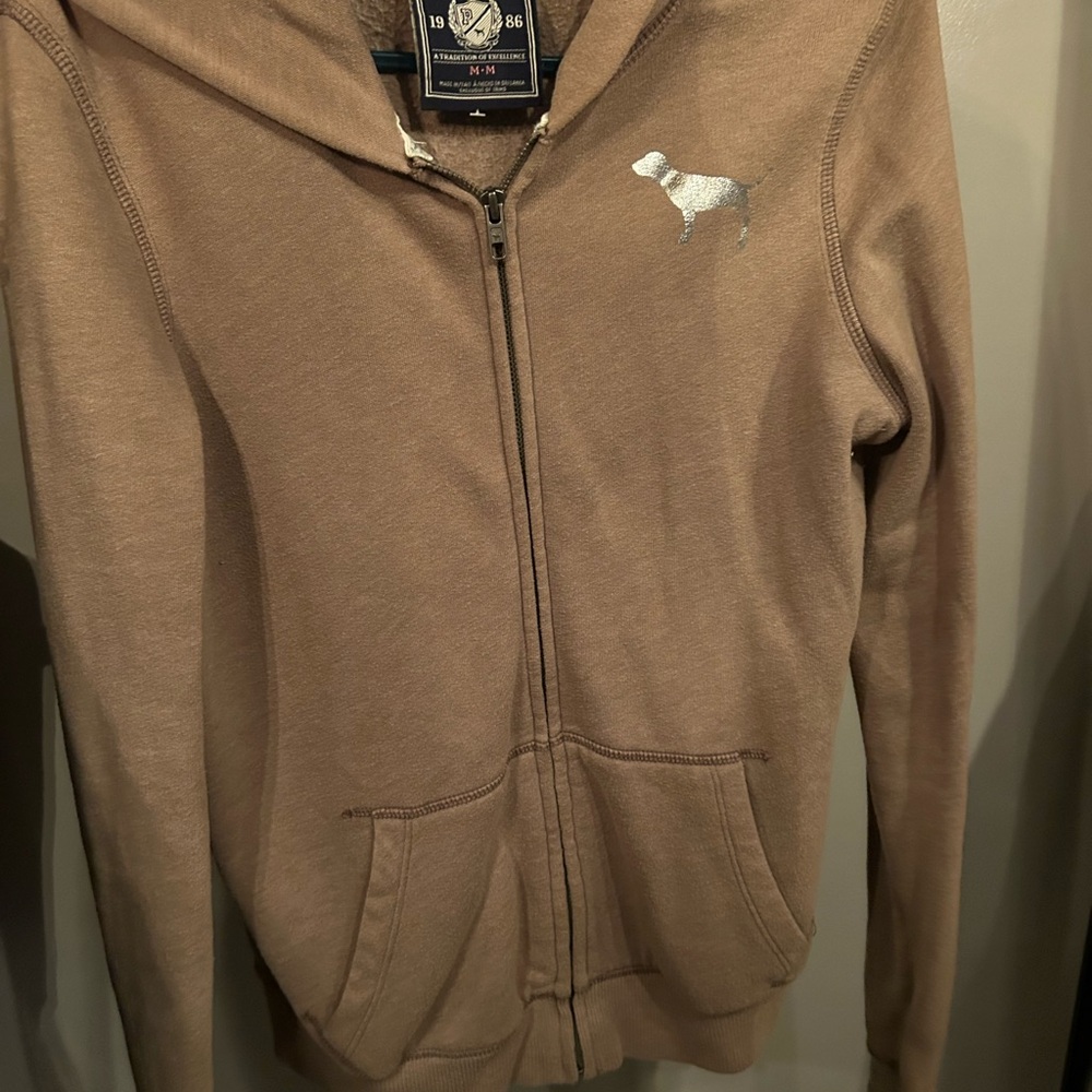 A Brown Zip-Up Hoodie from Pink